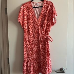 Old Navy Red Wrap Dress with White Floral Print, size XXL